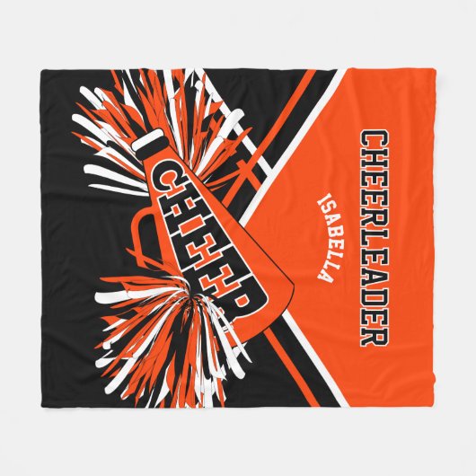 Für einen Cheerleader 📣 - Orange, Black & White Fleecedecke (Vorderseite (Horizontal))