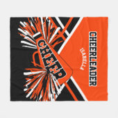 Für einen Cheerleader 📣 - Orange, Black & White Fleecedecke (Vorderseite (Horizontal))