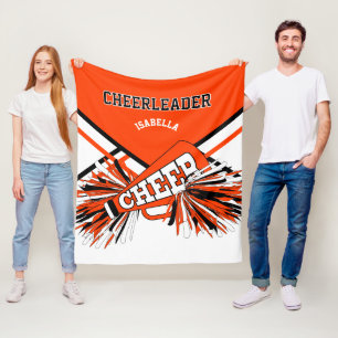 Für einen Cheerleader 📣 - Orange, Schwarz & Weiß Fleecedecke