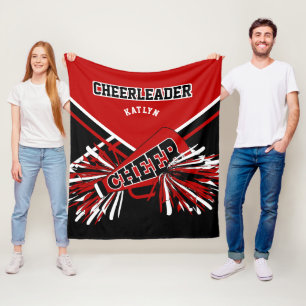 Für einen 📣 Cheerleader - rot, schwarz und weiß - Fleecedecke