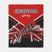 Für einen 📣 Cheerleader - rot, schwarz und weiß - Fleecedecke (Vorderseite)