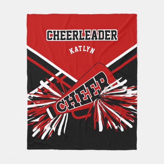 Für einen 📣 Cheerleader - rot, schwarz und weiß - Fleecedecke (Vorderseite)