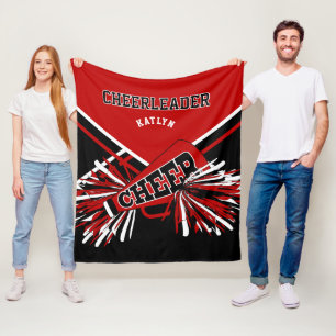 Für einen 📣 Cheerleader - Rot, Schwarz & Weiß - M Fleecedecke