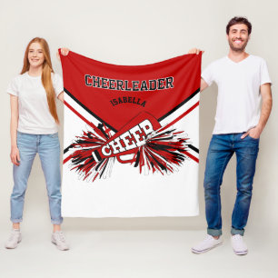Für einen 📣 Cheerleader - Rot, Weiß & Schwarz - M Fleecedecke
