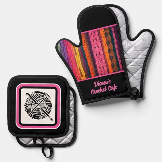 Für einen Crochet-liebenden Cook Oven Mitt & Pot H Ofenhandschuh & Topflappen-Set (Vorderseite/Rückseite)