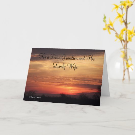 Für einen lieben Enkel und seine Ehefrau Jubiläums Karte (Gelbe Blume)