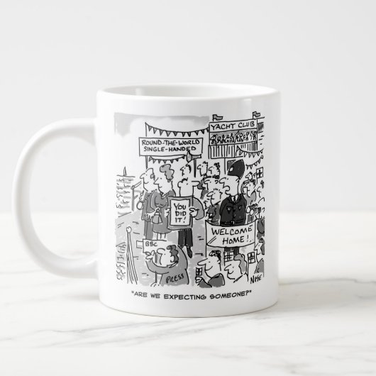 Für einen Segler. Rund um den Weltsegler - Funny Jumbo-Tasse (Links)