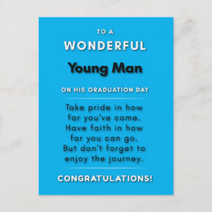 Für einen wunderbaren jungen Mann an seinem Abschl Postkarte