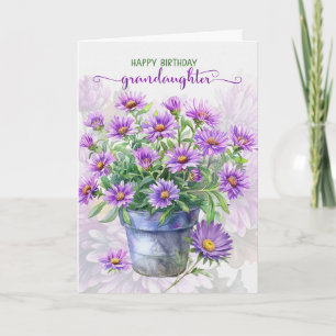 für Enkelin Violette Astern September Geburtstag Karte