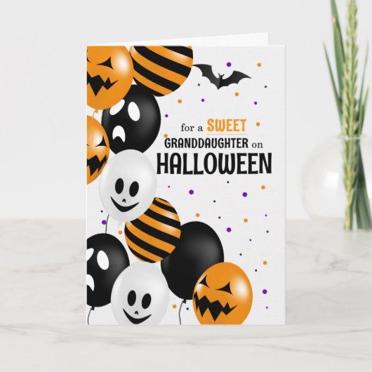 für Enkeltochter Balloons Polka Dots Halloween Karte (Vorderseite)