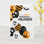 für Enkeltochter Balloons Polka Dots Halloween Karte (Gelbe Blume)