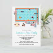 Für Erwachsene Sommerpool Party Einladung (Stehend Vorderseite)