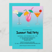 Für Erwachsene Summer Blue Pool Party Einladung (Vorne/Hinten)
