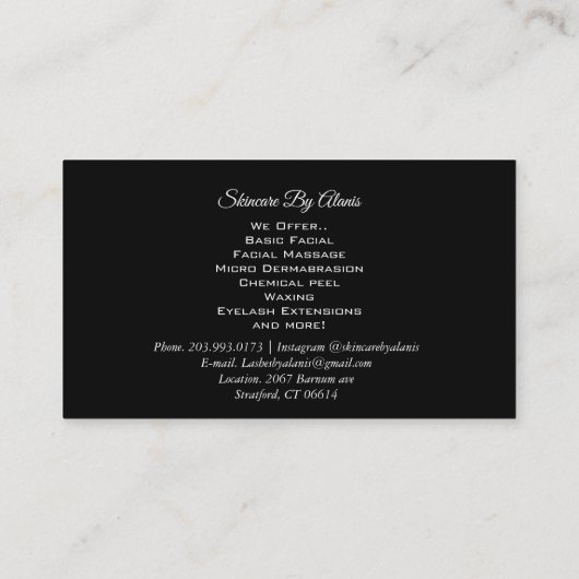 Für Estheticians oder allen bezog sich Visitenkarte (Rückseite)