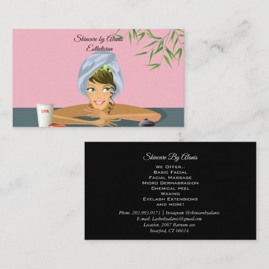 Für Estheticians oder allen bezog sich Visitenkarte (Vorne/Hinten)