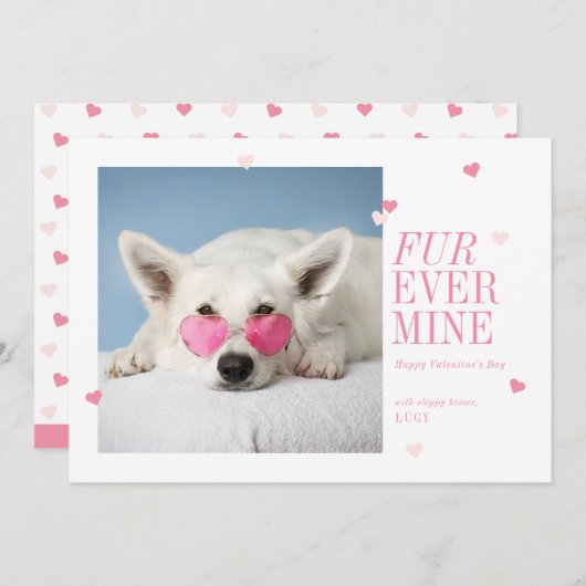 Fur ever Mine Pet Valentines Herzkarte Einladung (Vorne/Hinten)