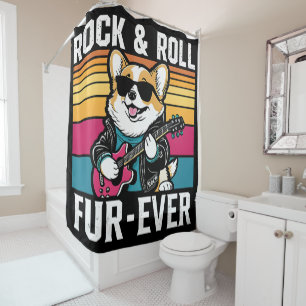 Fur-Ever Rock & Roll With A Rockin Corgi Duschvorhang