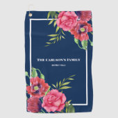 Für Familien mit modernen rosa Blume auf der Dunkl Golfhandtuch (Vorderseite)