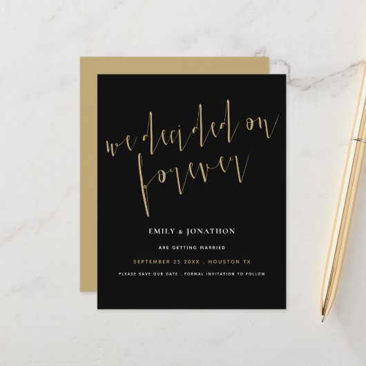 Für Forever Gold Black Save the Date beschlossener (Vorderseite/Rückseite Beispiel)