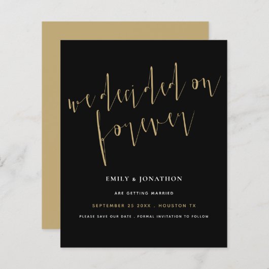 Für Forever Gold Black Save the Date beschlossener (Vorne/Hinten)