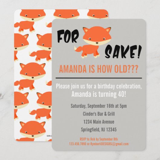 Für Fox Sake! Du bist wie alt? Einladung zum Gebur (Vorne/Hinten)