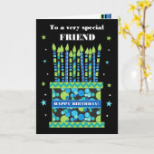 Für Freunde Geburtstagskuchen mit Kerzenschein Karte (Gelbe Blume)