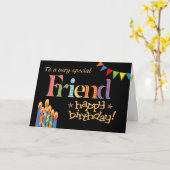 Für Friend Chic Kerzen, Bunting Birthday Card Karte (Gelbe Blume)