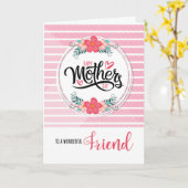 für Friend Mother's Day Rosa Bontanische Streifen Karte (Gelbe Blume)