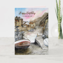 Für Friends on Birthday Staithes England Wasserfar Karte