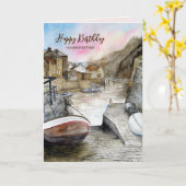 Für Friends on Birthday Staithes England Wasserfar Karte (Gelbe Blume)