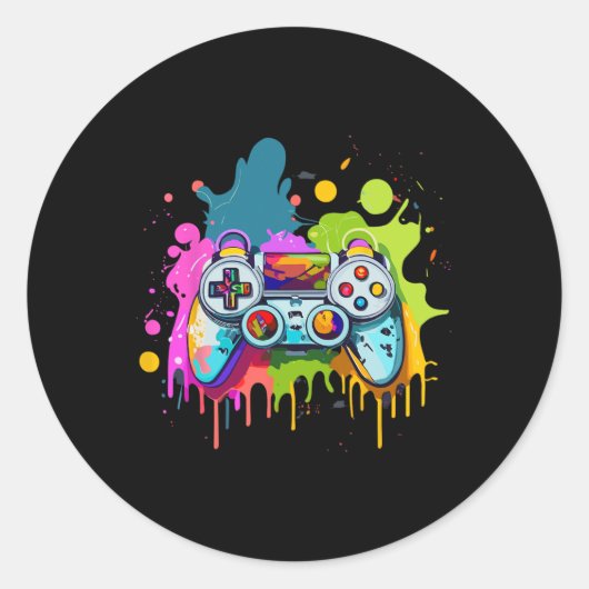 Für Gamer Paint Controller Gaming Apparel Video G Runder Aufkleber (Vorderseite)