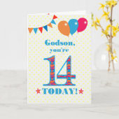 Für Godson 14. Geburtstagskarte Karte (Gelbe Blume)