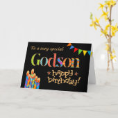 Für Godson Chic Candles, Bunting Birthday Card Karte (Gelbe Blume)