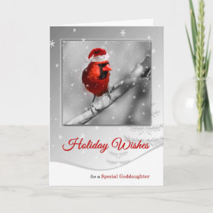 für Godtochter Christmas Red Kardinal Bird Feiertagskarte