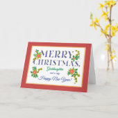 Für Godtochter, Poinsettias, Holly, Weihnachten Karte (Gelbe Blume)