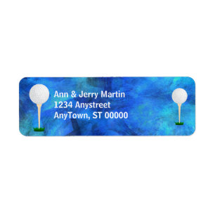 für Golfer-Adresse-Label-Golfbälle auf blau