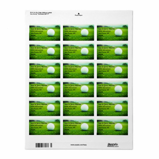 für Golfer Golf Ball Design Art auf grünem Etikett Adressaufkleber (Vorne)