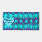 Für Gott sei die Ruhm Fisch Blätter Lila Aquamarin Schreibtischunterlage (Vorderseite)