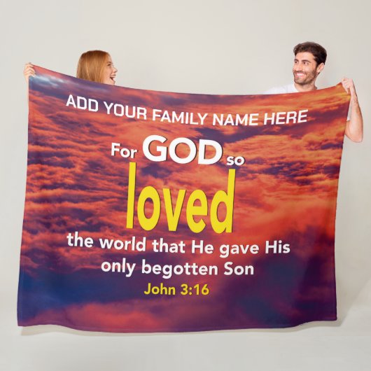 FÜR GOTT SO LIEBT DIE WELT Christliche Bibelfamili Fleecedecke (Beispiel)