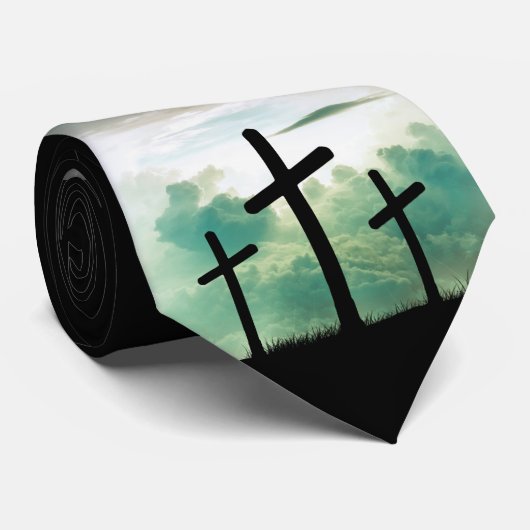 Für Gott so liebte die Welt Christliche Kreuz Schw Krawatte (Gerollt)