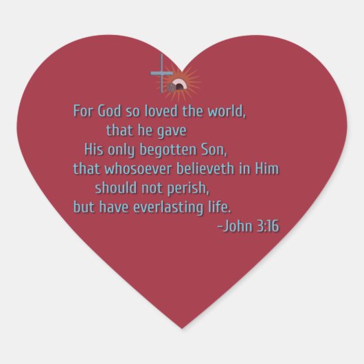 Für Gott so liebte die Welt Herz-Aufkleber (Vorderseite)