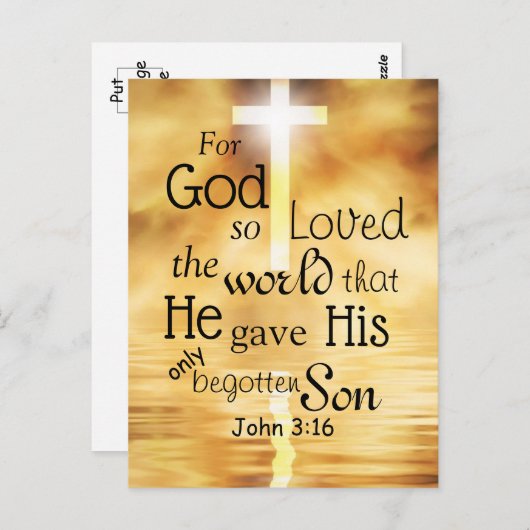 Für Gott so liebte die Welt Johannes 3:16 Bibelver Postkarte (Vorne/Hinten)