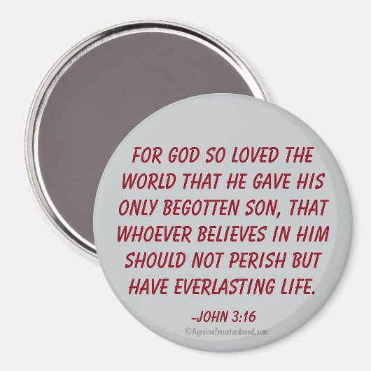 Für Gott so liebte die Welt Johannes 3:16 Magnet (Vorderseite/Rückseite)