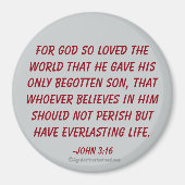 Für Gott so liebte die Welt Johannes 3:16 Magnet (Vorne)
