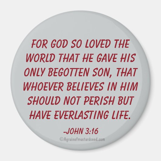 Für Gott so liebte die Welt Johannes 3:16 Magnet (Vorne)