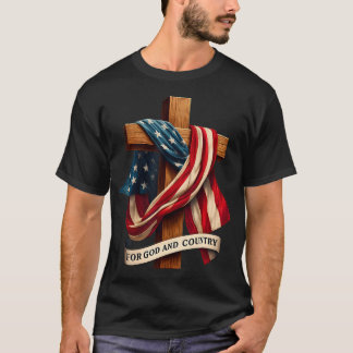 Für Gott und Land Kreuz Christliche Patriotik Jesu T-Shirt