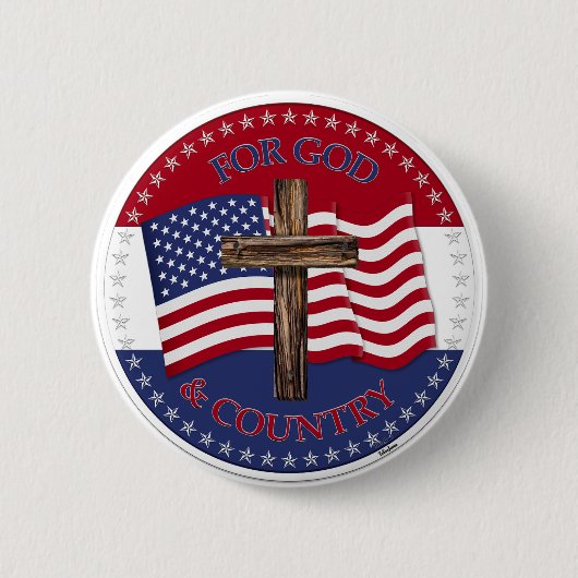 Für Gott und Land mit Cross und USA-Flagge Button (Vorderseite)