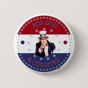 Für Gott und Land Onkel Sam Button