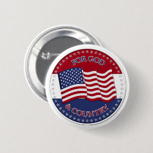 Für Gott und Land - rund mit 50 Sternen US-Flagge Button