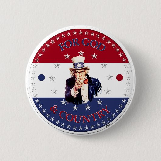 Für Gott und Land Uncle Sam Button (Vorderseite)